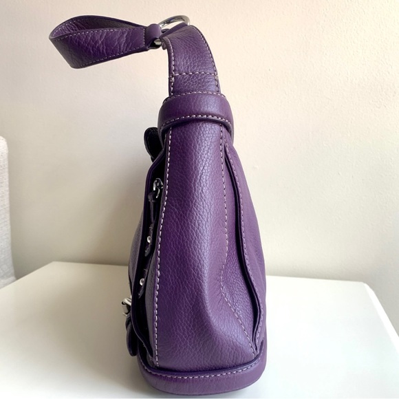 Maxx New York Signature Purple Pebbled Leather Handbag - Picture 4 of 14